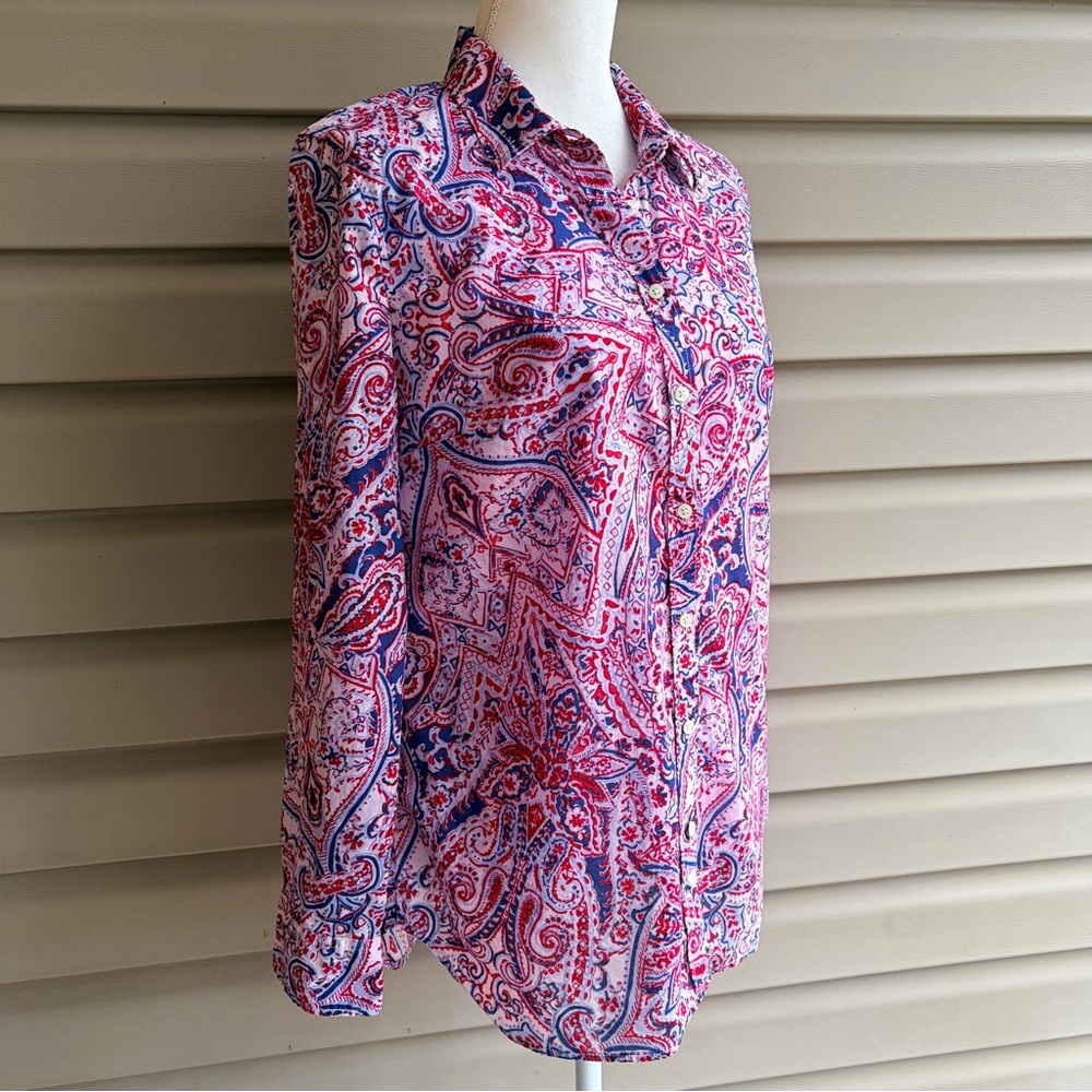•Talbots• Classic Paisley Button Down Blouse -  Size Large - Picture 4 of 9